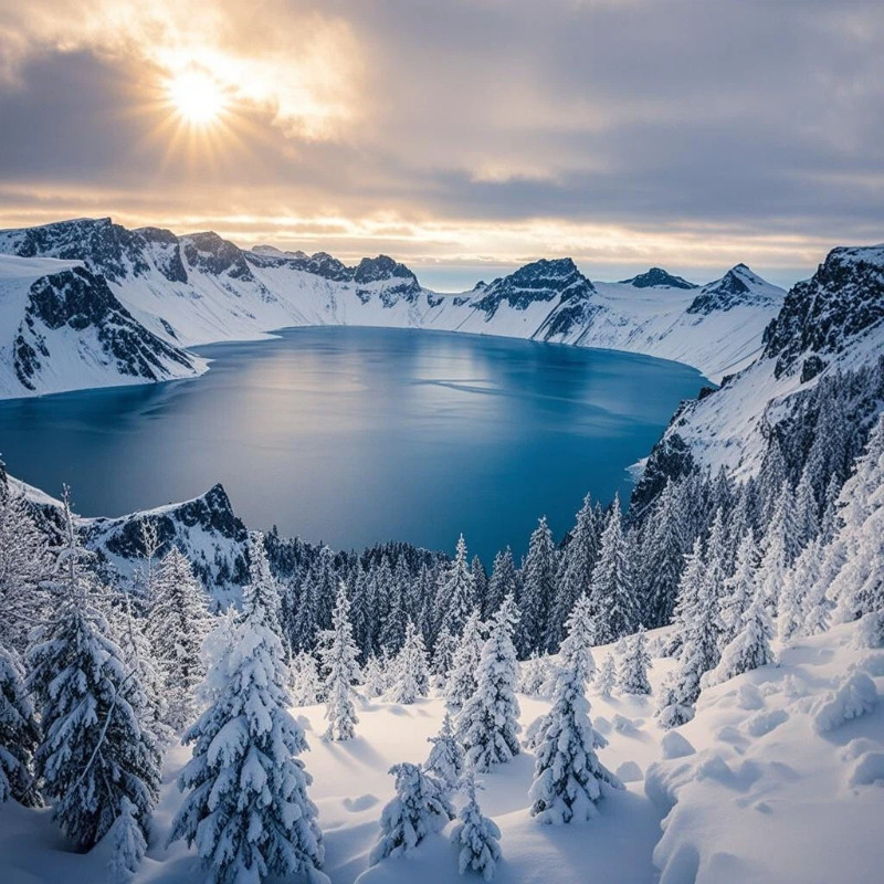 机票+长白山天池5天4晚专车轻奢游+住希尔顿滑雪漂流冰雪天地高铁