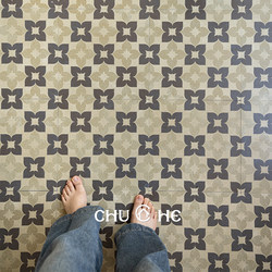 Retro Light Green Small Floral Tiles, Antique-Style Living Room Floor Tiles, Guesthouse Bathroom Tiles, Cafe Hotel Commercial Tiles