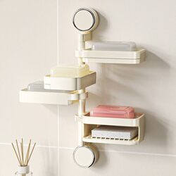 Suction cup rotating soap box wall-mounted punch-free bathroom soap rack 2025 new drain soap box