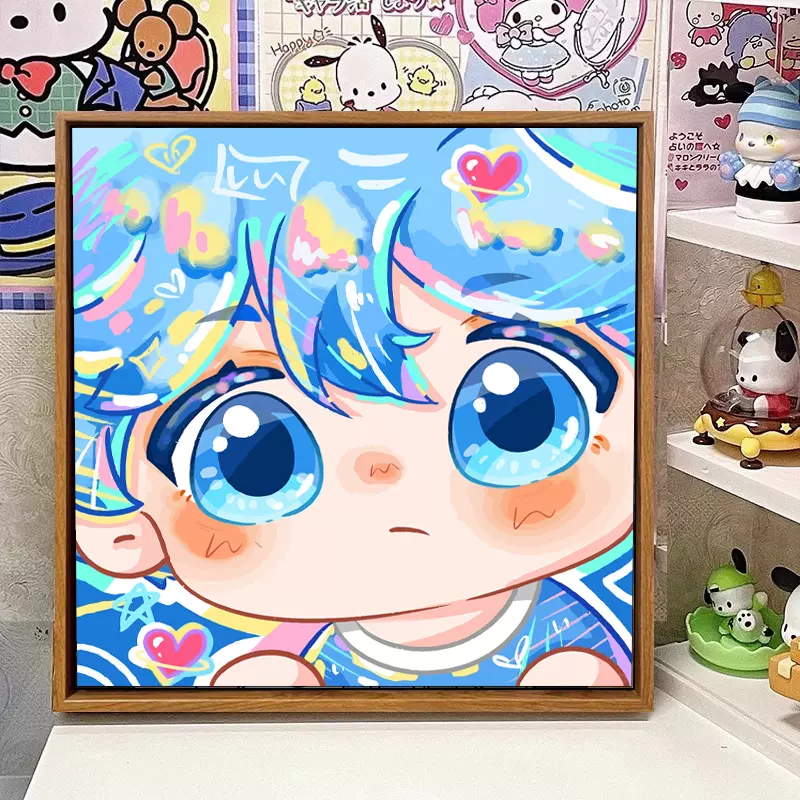 蛋仔派对画画填色diy数字油画手绘填充丙烯画儿童卡通