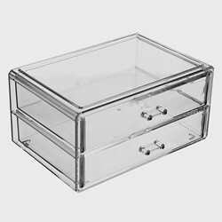 High-End Large Double-Layer Drawer Desktop Transparent Acrylic Storage Box for Cosmetics, Lipstick, Facial Mask, and Stationery Organizer