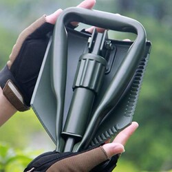 German Imported Multi-Functional Outdoor Manganese Steel Folding Shovel, Dual-Purpose as a Shovel and Hoe, Suitable for Fishing and Car Use