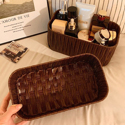 Super Easy to Store ~ ins Rattan-Like Storage Baskets for Desktop Cosmetics, Facial Masks, Miscellaneous Items, Simple Style Living Room Storage Box
