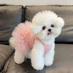 Dog Clothes Pet Thin Summer Princess Puffy Dress Bichon Teddy Small Dog Cat Clothes Anti-Shedding