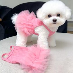 Spring and Summer Pet Clothes, Breathable and Cool Tutu Skirt, Dog and Cat Suspender Dress, Teddy, Bichon, Pomeranian