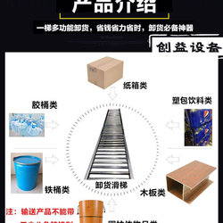 New unloading slide, beverage, beer and frozen goods handling tool, unpowered roller conveyor, foldable and lightweight