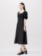 SJYP Korean trendy mid-length dress summer new French retro puff sleeve waist-hugging A-line skirt