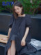 2024 summer new SJYP elegant square collar puff sleeve small black skirt A-line dress