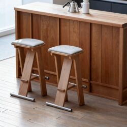 Double-Bar Bar Stools, Mid-Century Style Solid Wood High Stools, Home Bar Stools, Simple Modern High Chairs, Bar Stools, Light Luxury