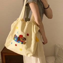 Korean Style Canvas Bag for Women 2025 New Model Student Casual Style Large Capacity Crossbody Handbag Work Commute Tote Bag