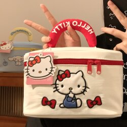 Sanrio Hellokitty Cute Cosmetic Bag for Women, Portable Large-Capacity Skin Care Product Storage Bag, Toiletry Bag