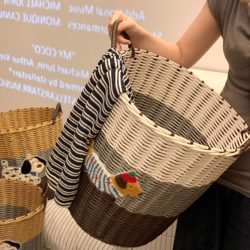 Large Capacity Cute Dog-Shaped Rattan Laundry Basket for Home Use, High Aesthetic Value, ins Style, Bathroom, Student