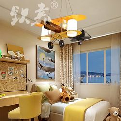 Children's room lamps, boys and girls bedroom chandeliers, simple and cute cartoon airplane bedroom lamps