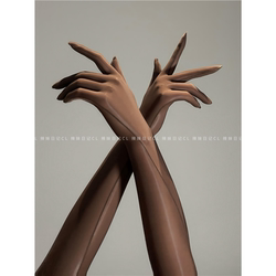 Hot Girl Diary CL slippery ultra-smooth high-density shiny chocolate stockings finger gloves sexy black stockings for women