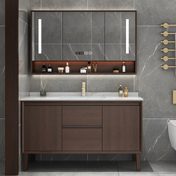 New Chinese-Style Oak Bathroom Cabinet Set with Integrated Ceramic Washbasin, Solid Wood Floor-Standing Washstand