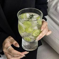 ins Unique Wide-Mouth Fruit Tea Cup Extra Large Capacity Glass Cup Beverage Juice Cup Cold Drink Beer Cup