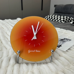 [Rongke] Sunset Clock Wall Clock Home Creative Simple Silent Glass Clock Living Room Home Decoration Ornament