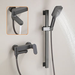 Hong Kong and Macau Free Shipping Gunmetal Gray Rain Shower Simple Set Bathroom Booster Shower Vanity Bathtub Faucet