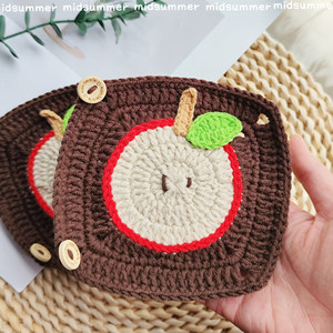 
Pingping Anan 12*12 crochet car steering wheel protective cover finished anti-slip anti-freeze apple sheet material bag