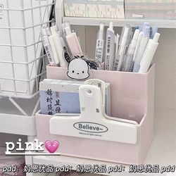 ins Desktop Stationery Organizer Multi-Compartment Planner Sticker Storage Large Capacity Divided Pen Holder Miscellaneous Organizer Box