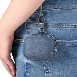 New Genuine Leather Key Pouch, Mini Key Holder, Waist-Hanging Cowhide Zipper Coin Purse, Universal Storage, Multifunctional Earphone Case