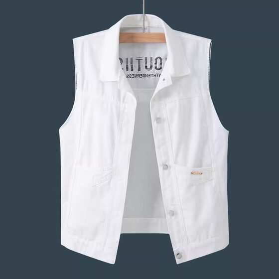 
Denim vest men and women 2025 spring and summer new style fashionable slim outside wearing versatile short top vest jacket men