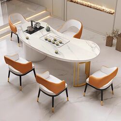 Light Luxury Stone Tea Table for Balcony Home Use with Integrated Kettle, Kung Fu Tea Set, Office Tea Table and Chair Combination