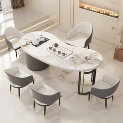 Light Luxury Stone Tea Table for Balcony Home Use with Integrated Kettle, Kung Fu Tea Set, Office Tea Table and Chair Combination