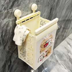 【Home Goods】Suction Cup Dirty Clothes Basket, Foldable Wall-Mounted Large Capacity Storage Basket for Bathroom