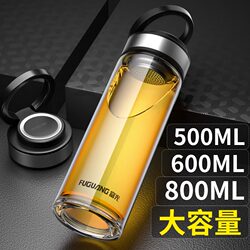 Fuguang Single-Layer Glass Cup for Men and Women, Tempered Thickened High Borosilicate Water Cup, Large Capacity Tea and Water Separation Cup