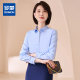 Romon white professional shirt for women in summer thin formal business women's work clothes blue shirt small collar long sleeves
