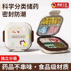 German Independent Pill Box, Portable, Seven-Day-A-Week, Small, Mini, Sealed, Moisture-Proof and Light-Proof Medicine Box