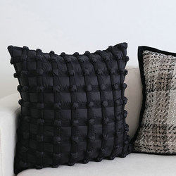 Light Luxury Black High-End Three-Dimensional Bubble Grid Model Room Sofa Cushion Pillow Lumbar Pillow Backrest Pillow Cover with Insert