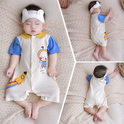 Baby Jumpsuit Summer Short-Sleeved Pure Cotton Baby Romper Space Bear Rocket Super Cute Outdoor Clothing 2026 New Style