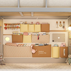 Hanging Large-Capacity Fabric Storage Bag for Student Dormitory Beds, Bed Curtain with Internal Compartments, Dormitory Essentials