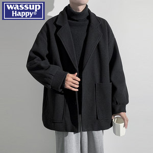 
wassup happy woolen coat men's spring and autumn 2026 new American woolen coat loose lapel jacket