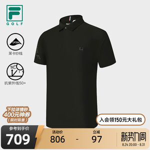 
FILA official men's knitted short-sleeved POLO shirt 2025 autumn new golf sports sun protection top