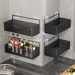 Onion, Ginger, and Garlic Kitchen Storage Rack, Wall-Mounted, No-Drill, Spice Storage, Ginger and Garlic Organizer, Various Storage, Wall-Mounted Draining Vegetable Basket