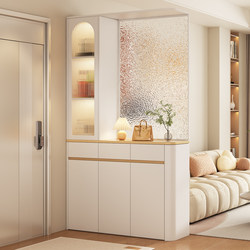 Cream-Style Screen Partition Entryway Cabinet, Shoe Cabinet Integrated with the Entrance Facing the Door, Living Room Sofa Partition Cabinet, Storage Rack, Wine Cabinet