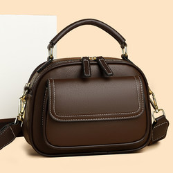 Genuine Leather Versatile Bag 2025 Autumn and Winter New Style High-End Women's Bag Single Shoulder Crossbody Elegant Casual Light Luxury Retro Bag