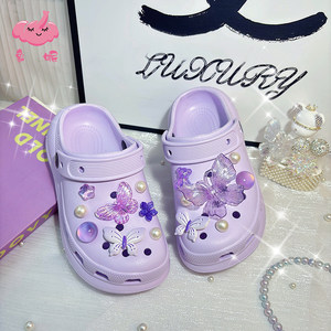 
Croc shoes for women, children, little girls, summer purple thick-soled sandals, girls beach shoes, non-slip, fashionable and fashionable