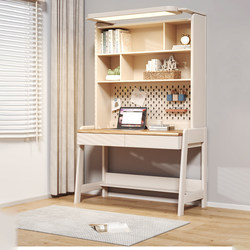 All-Solid Wood Children's Study Desk with Integrated Bookshelf, Adjustable Height, Suitable for Primary and Secondary School Students, Home Writing Desk with Eye-Protection Lamp