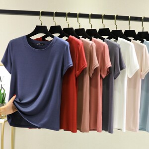 
Summer modal round neck short-sleeved T-shirt women's thin inner half-sleeved top large size slim solid color bottoming shirt