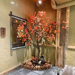 Bionic Persimmon Tree, Wishing Tree Decoration, Zen-Inspired New Chinese Style Floor-Standing Clubhouse Artificial Fruit Tree, Simulated Tree for Indoor and Outdoor Landscaping