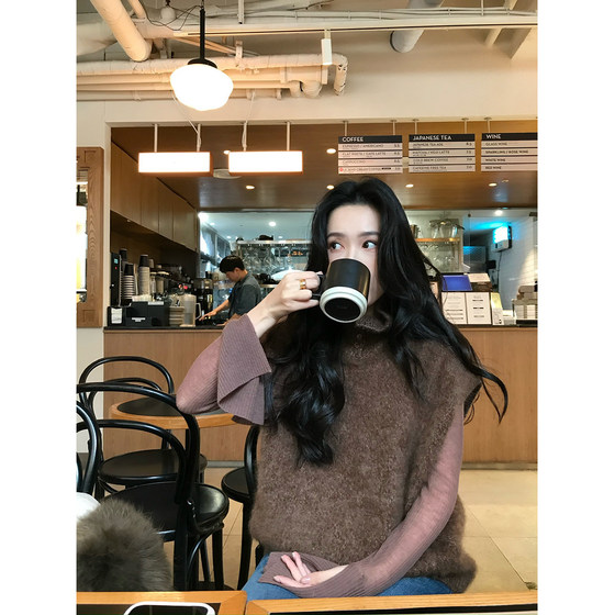 
isaro uu cloud touch~word of mouth 100 wool brushed floral yarn stand-up collar sleeveless/warm pullover sweater