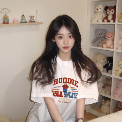 White Short-Sleeve T-Shirt for Women, Summer 2026 New Popular Style, Super Nice Pure Cotton Half-Sleeve, Loose and Lazy Korean Style Top