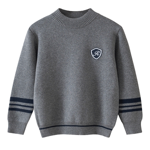 Big children's pure cotton sweater for men's thick teenagers half turtleneck sweater for primary and secondary school students, boys' base shirt
