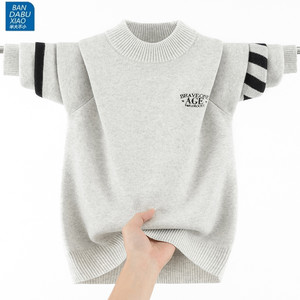 
Medium-large children's thick pure cotton sweater half turtleneck boy autumn and winter sweater Korean style boy teenager sweater