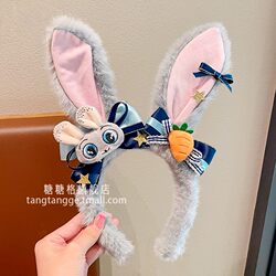 Children's Bunny Police Officer Judy Headband, Cute Cartoon Hairpin for Girls, Amusement Park Headwear, Girls' Photo Shoot, Performance, Dress-Up