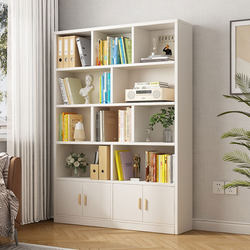Solid Wood Bookcase, Bookshelf, Floor-Standing Storage Rack, Living Room Cabinet, Multi-Layer Storage Cabinet, Student Home Use, Integrated Against the Wall